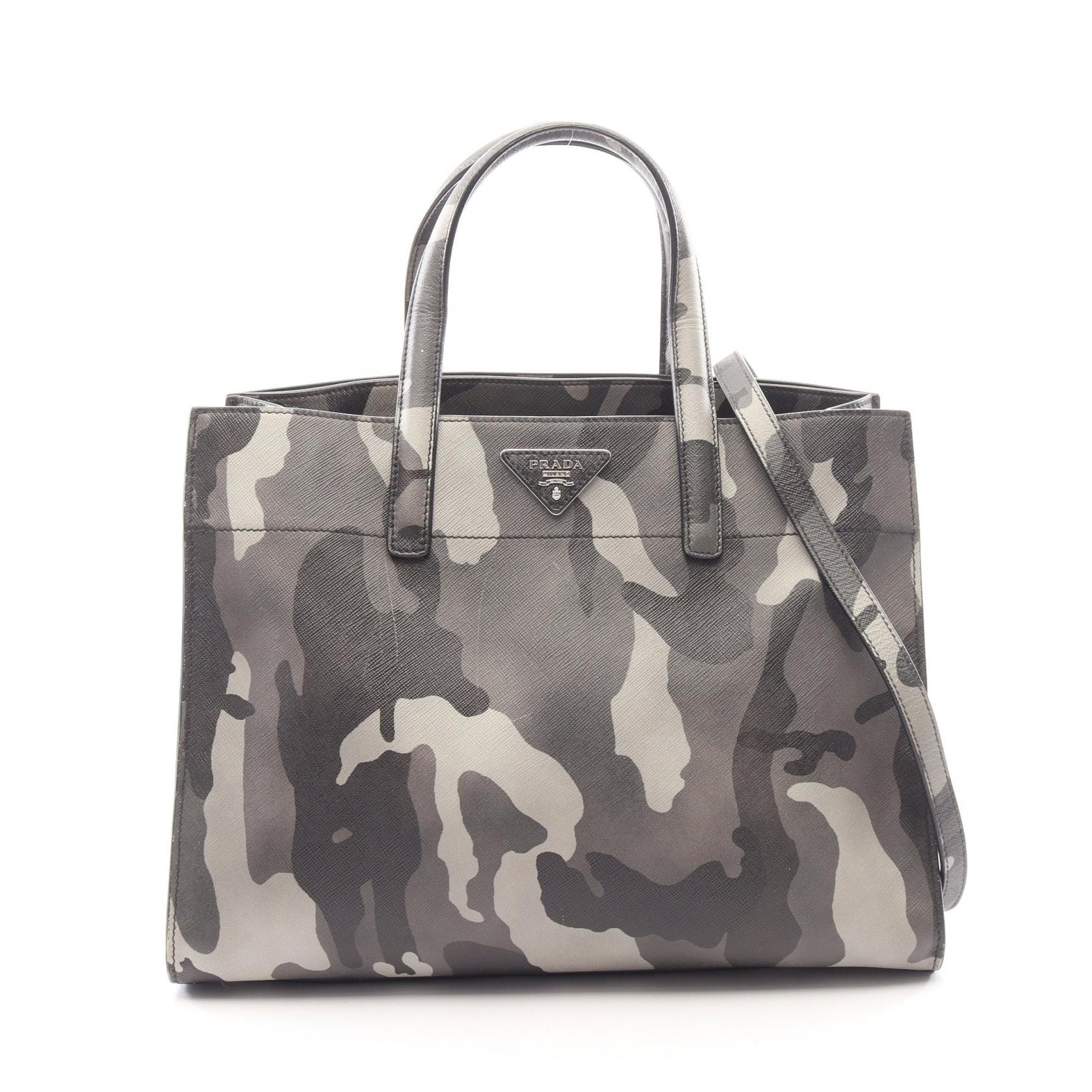 プラダ PRADA SAFFIANO SOFT 2WAY ハンドバッグ バッグ サフィアーノレザー レディース グレー系 / マルチカラー B2603P 【中古】