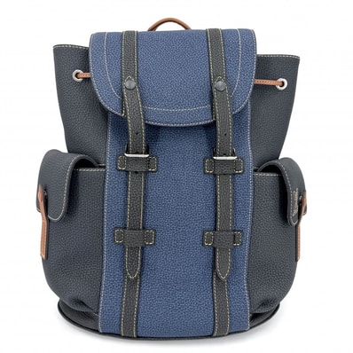 LOUIS VUITTON ルイヴィトン リュック LV フォール・コレクション クリストファーPM バッグパック M21373 トリヨンレザー グレー ブルー 青 シルバー金具 メンズ 美品【中古品】
