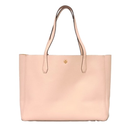 Tory Burch トリーバーチ ブレイク トート シボ ペブルド カーフ イエロー バイカラー ダブルT ロゴ メタル シェルピンク トートバッグ 85984