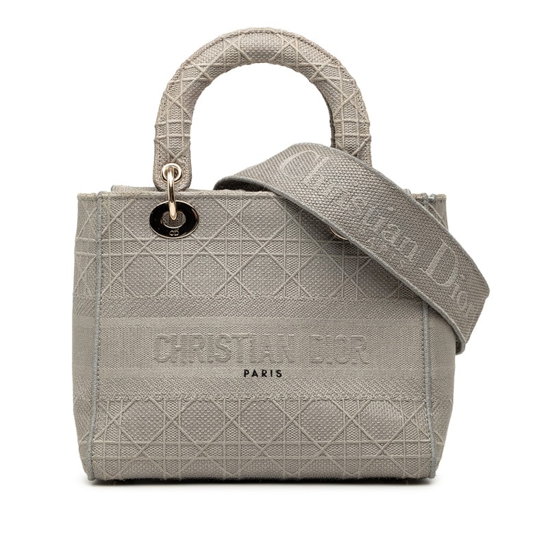 ディオール カナージュ レディ ディライト ハンドバッグ ショルダーバッグ 2WAY 50-MA-0280 グレー キャンバス レディース Dior 中古