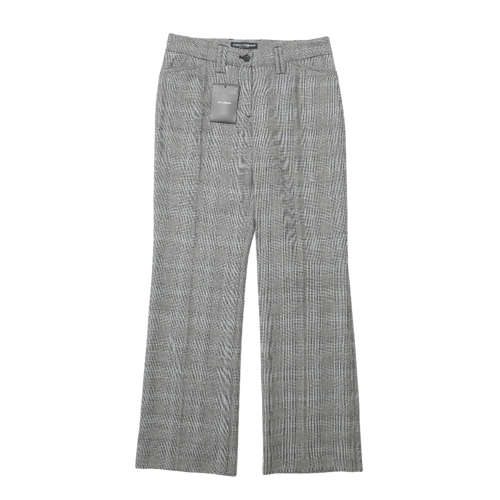 ■美品■DOLCE&GABBANA ドルチェアンドガッバーナ パンツ サイズ38 スラックス グレンチェック センタープレス ストレート イタリア製 ブランド古着【中古】20260312/RA8288