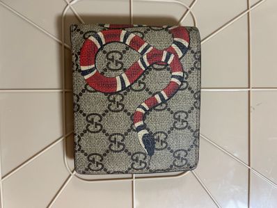 GUCCI Kingsnake Print GG Supreme Coin Wallet "Beige/Ebony"