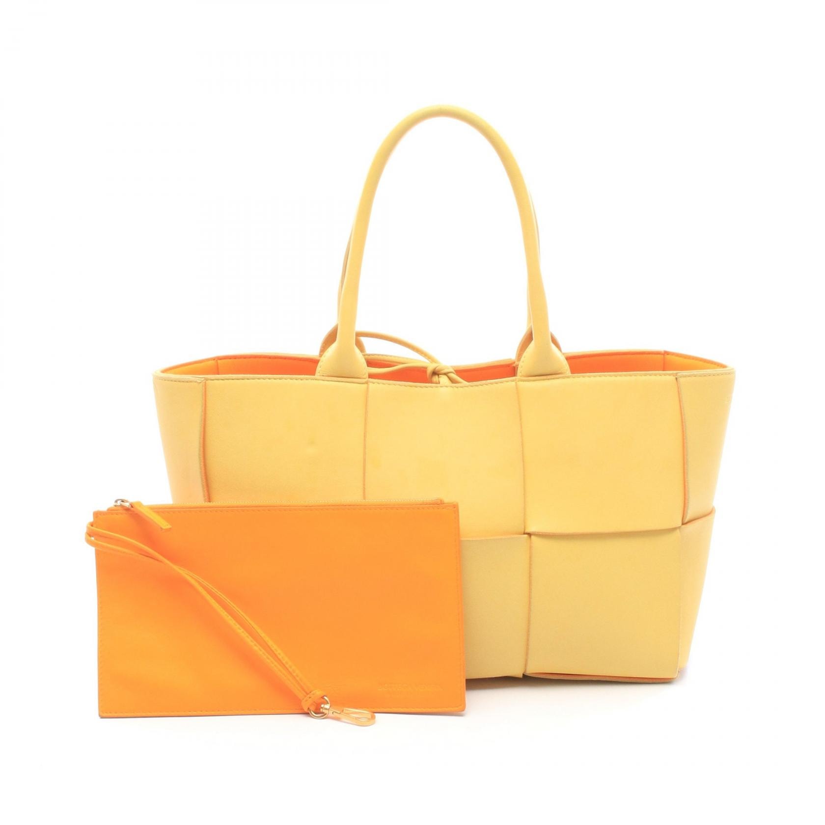 ボッテガヴェネタ BOTTEGA VENETA スモール アルコ トートバッグ バッグ レザー レディース イエロー系 【中古】