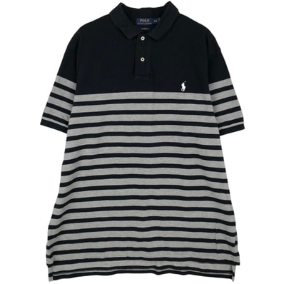 古着 ラルフローレン Ralph Lauren POLO RALPH LAUREN CUSTOM FIT 半袖 ボーダー ポロシャツ メンズXXL相当/eaa623799