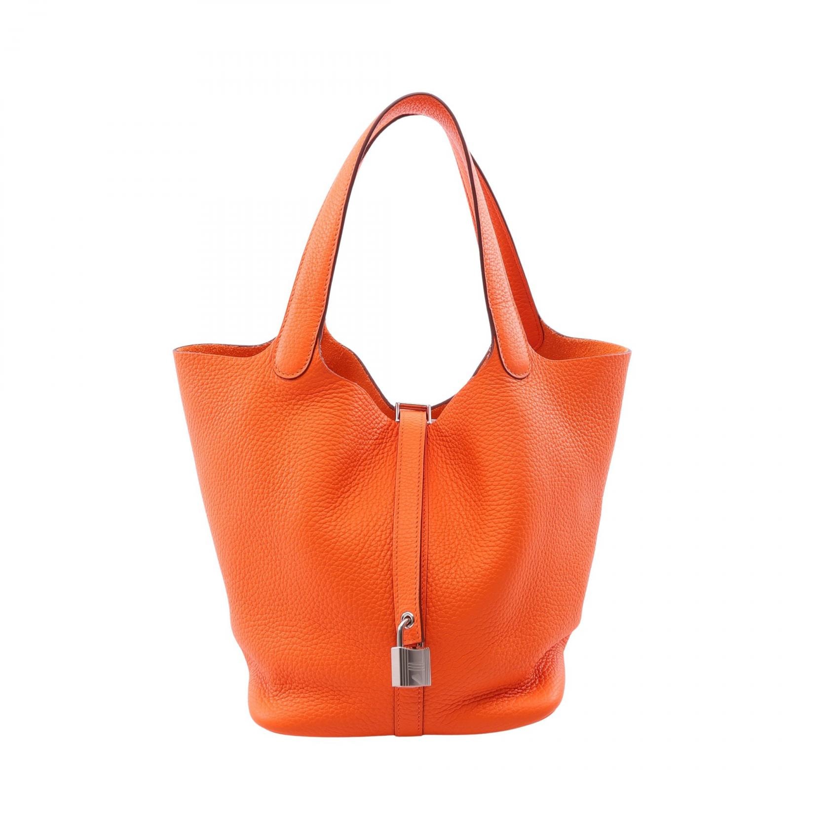 エルメス HERMES ピコタンロックMM オレンジミニアン ハンドバッグ バッグ レザー トリヨンクレマンス オレンジミニアン K刻印(2025年製造) レディース オレンジ系 【中古】