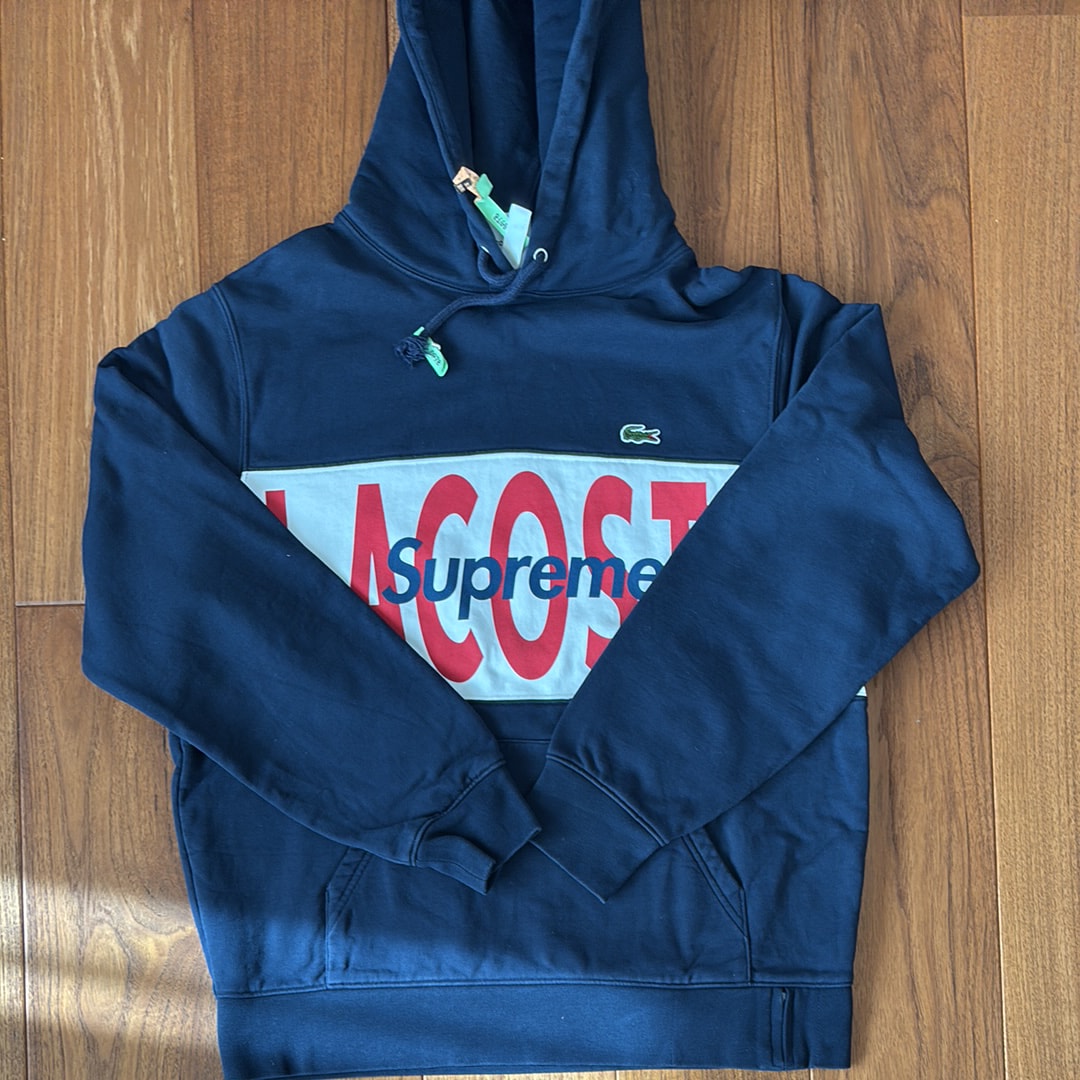 Supreme / Lacoste Logo Panel Hooded Sweatshirt "Navy"