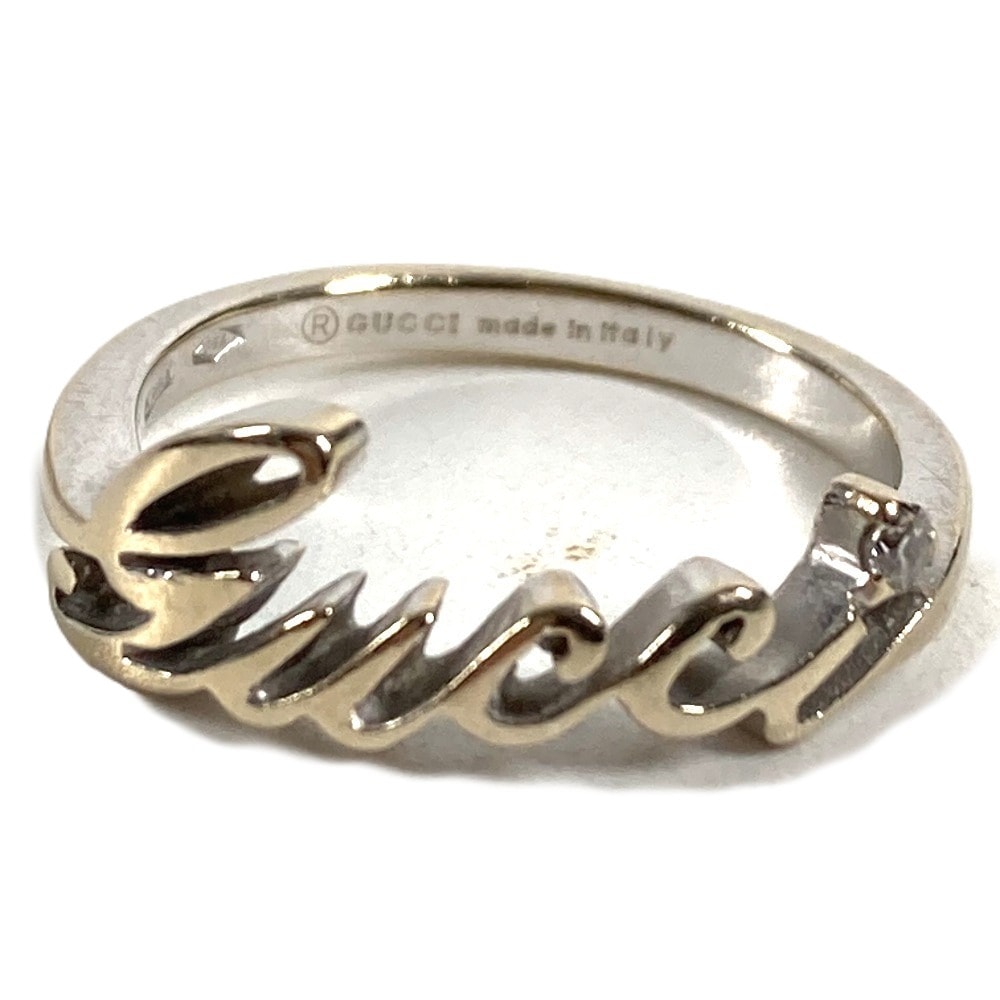 グッチ GUCCI ロゴ 1PD ダイヤ ダイヤモンド 不明 K18 金 18K アクセサリー ジュエリー リング・指輪 WG750 シルバー