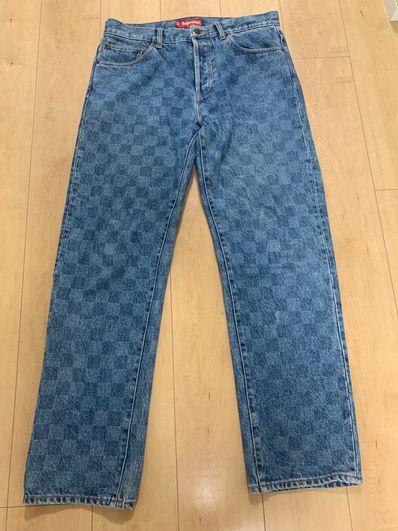 Supreme Regular Jean "Washed Checkerboard"(20FW)