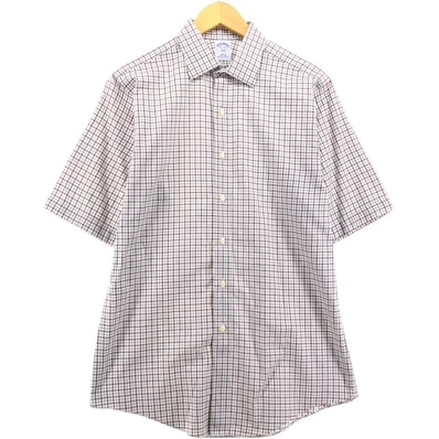 古着 ブルックスブラザーズ Brooks Brothers 346 半袖 コットン チェックシャツ メンズM相当/eaa562602