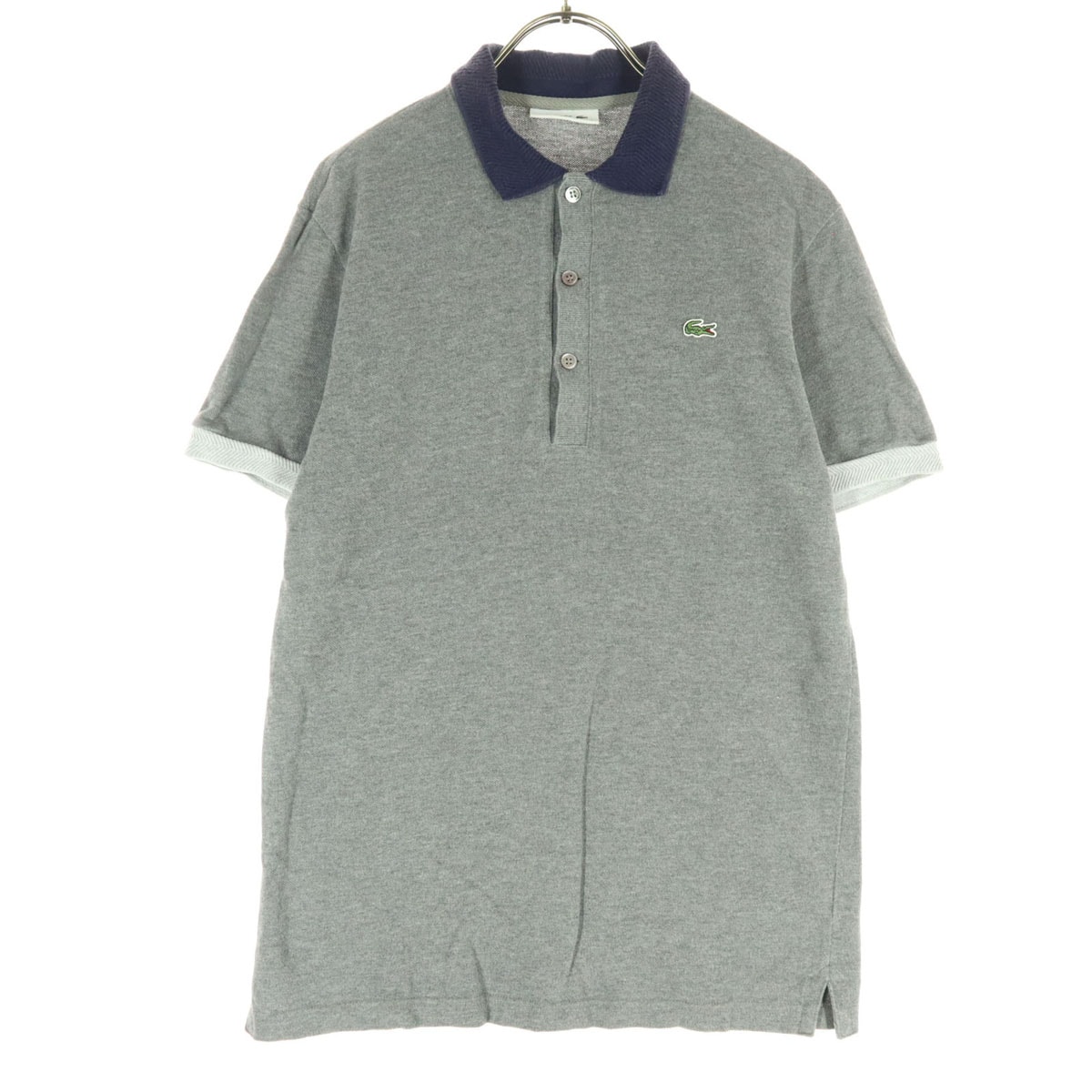 LACOSTE ラコステ コットン 日本製 ワンポイントロゴ 半袖 ポロシャツ 3 グレー