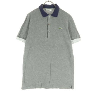 LACOSTE ラコステ コットン 日本製 ワンポイントロゴ 半袖 ポロシャツ 3 グレー