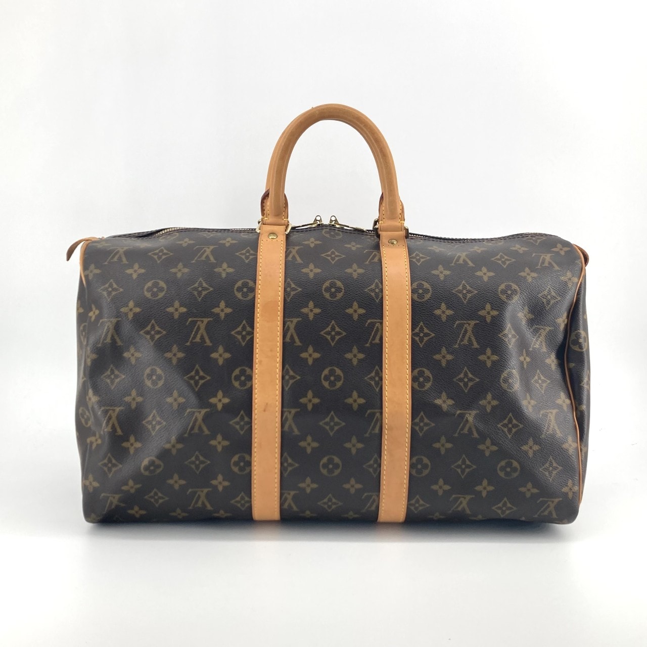 LOUIS VUITTON(ルイ・ヴィトン) モノグラム キーポル 45 コーティングキャンバス  / ヌメ革 M41428 ボストンバッグ ダークブラウン×モカベージュ