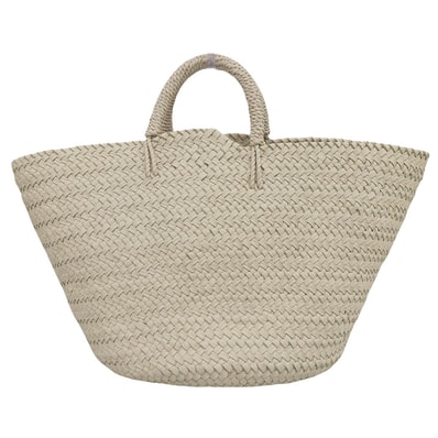 アエタ 美品 BASKET : M レザー 編み込み バスケットバッグ ハンドバッグ レディース アイボリー KG02