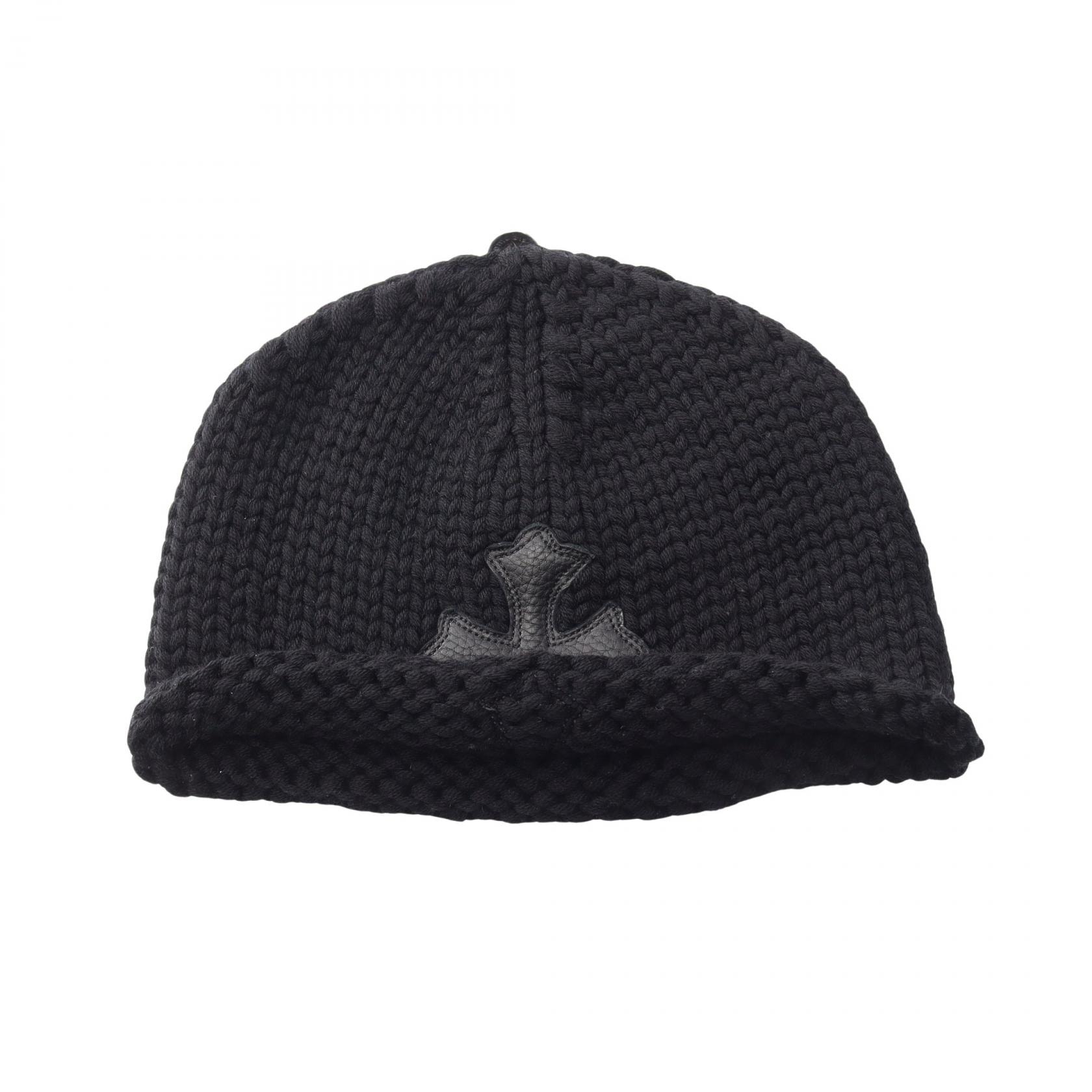 Chrome Hearts Leather Cross Patch Cashmere Beanie "Black"