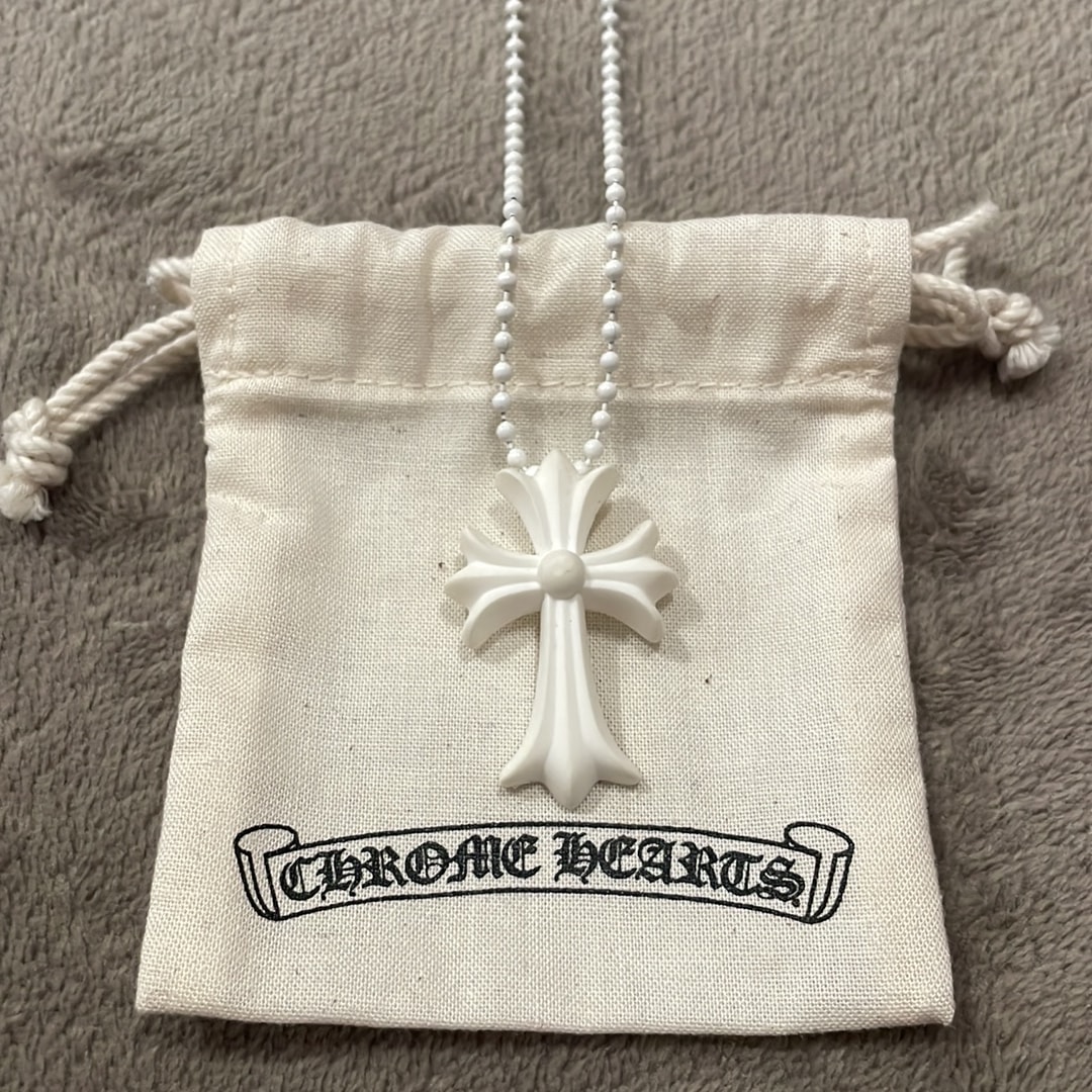 Chrome Hearts Rubber Small CH Cross Silicon Necklace "White"