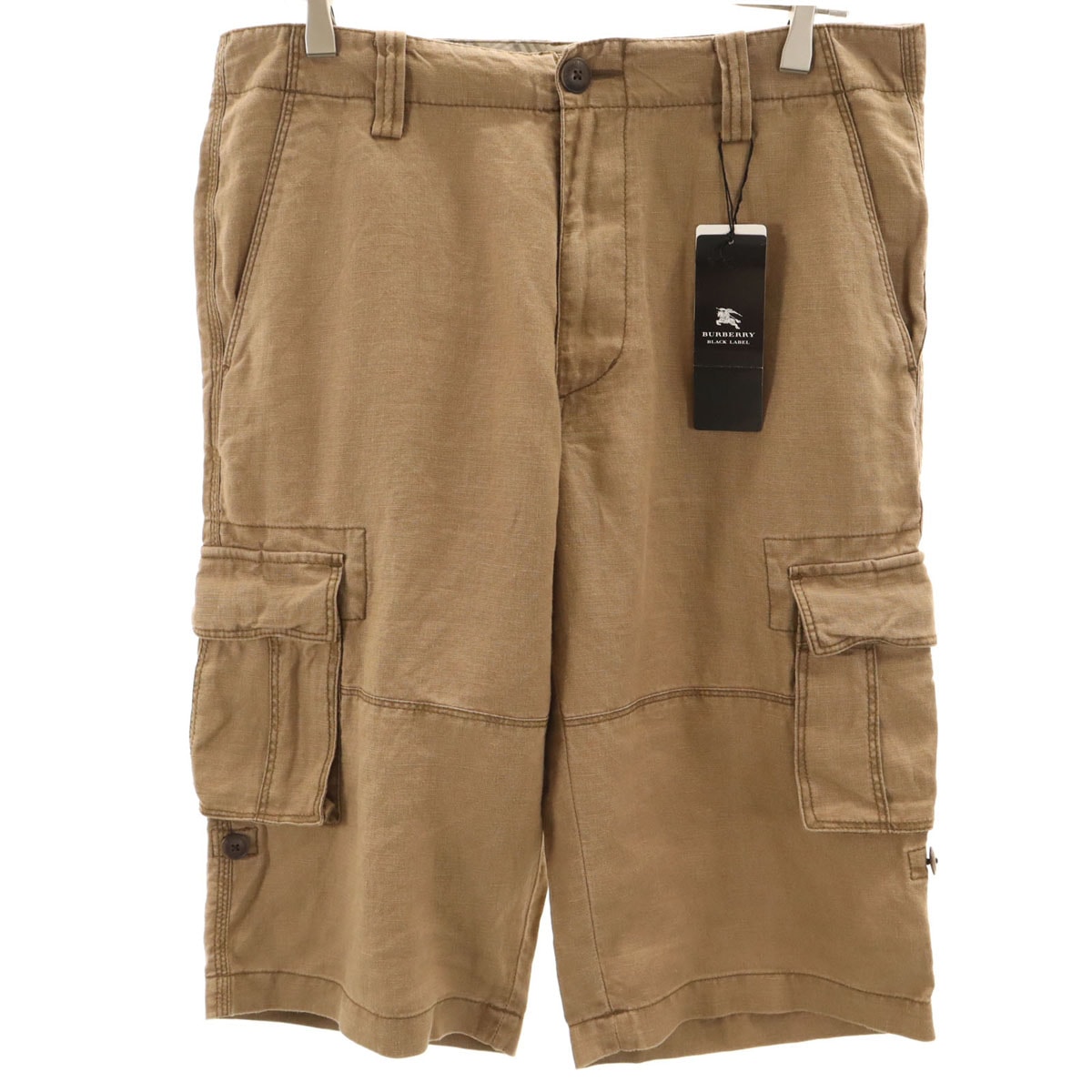 未使用 BURBERRY BLACK LABEL バーバリーブラックレーベル リネン カーゴショートパンツ 82 ブラウン 三陽商会