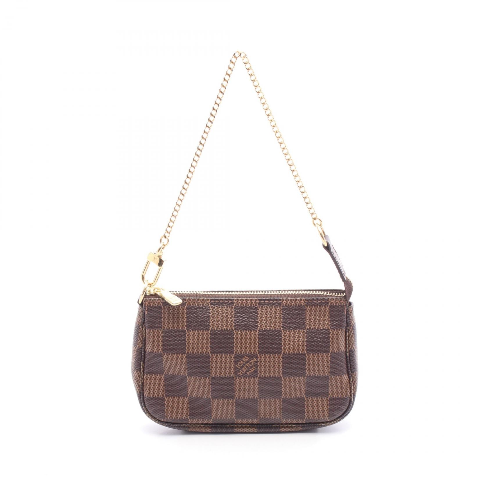 ルイ・ヴィトン LOUIS VUITTON ミニポシェットアクセソワール ハンドバッグ バッグ PVCコーティングキャンバス レザー ダミエ エベヌ レディース ブラウン系 N58009 【中古】