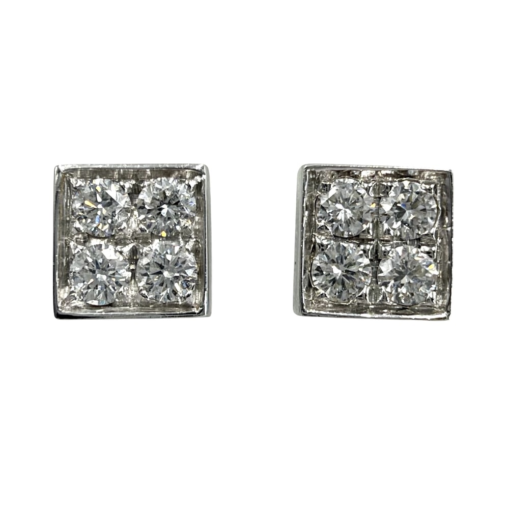 BVLGARI ブルガリ ピアス ルチア ダイヤモンド アクセサリー 18金WG 750 スクエア K18ホワイトゴールド    ダイヤモンド レディース 約4.5g【中古品】