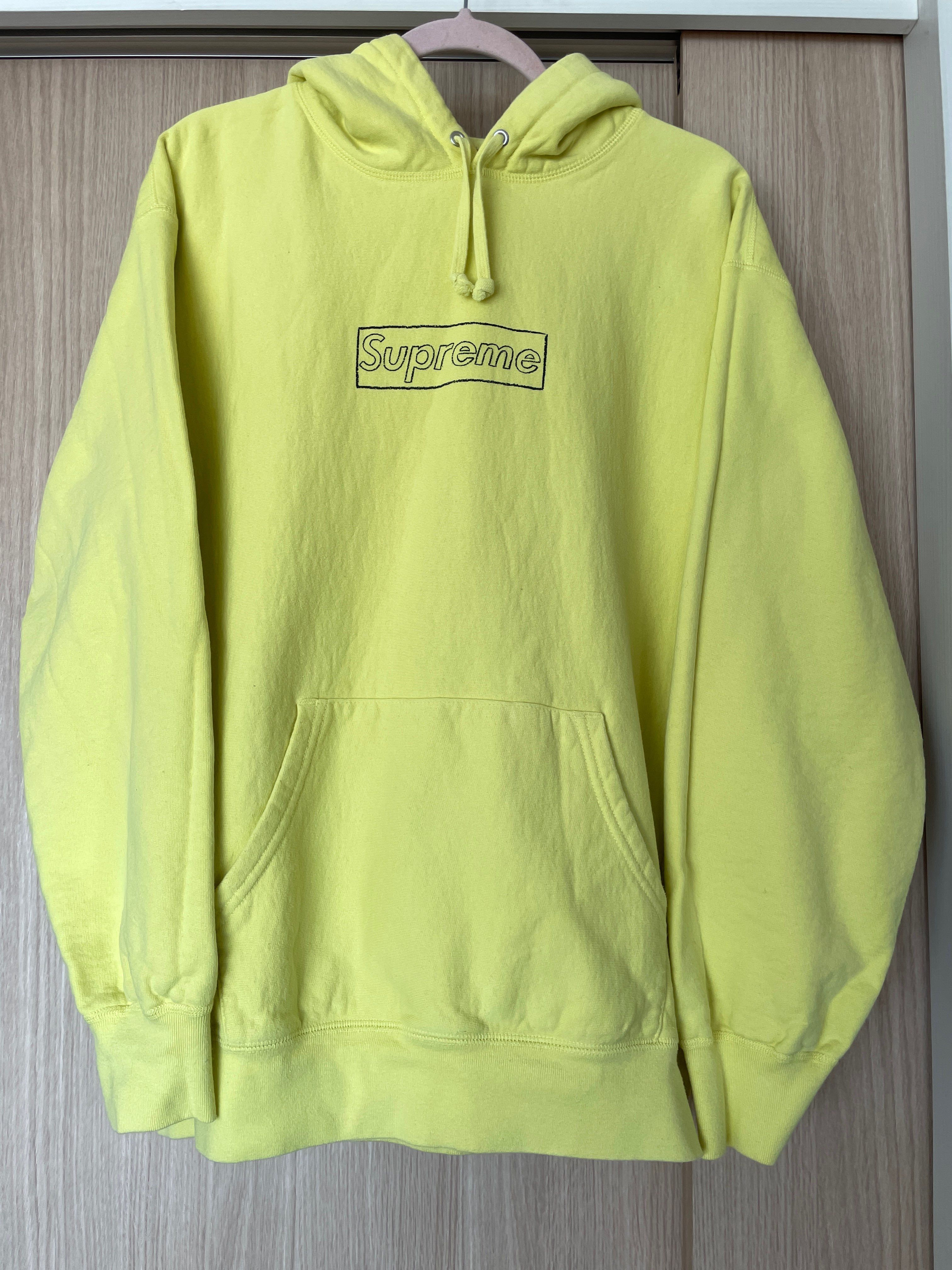 Supreme KAWS Chalk Logo Hooded Sweatshirt "Light Lemon"(2021)