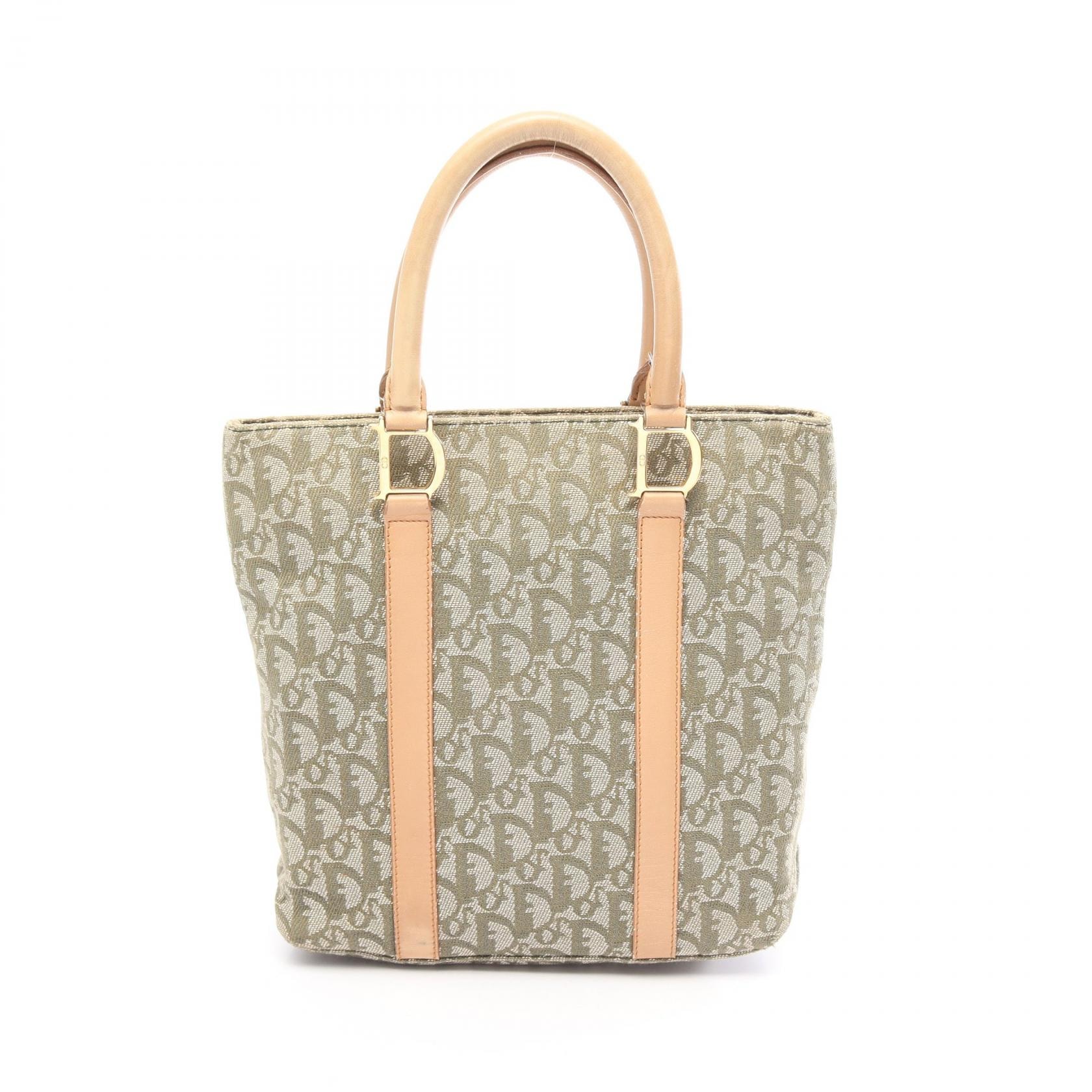 ディオール Dior トロッター トートバッグ バッグ キャンバス レザー レディース カーキ系 / ベージュ系 【中古】