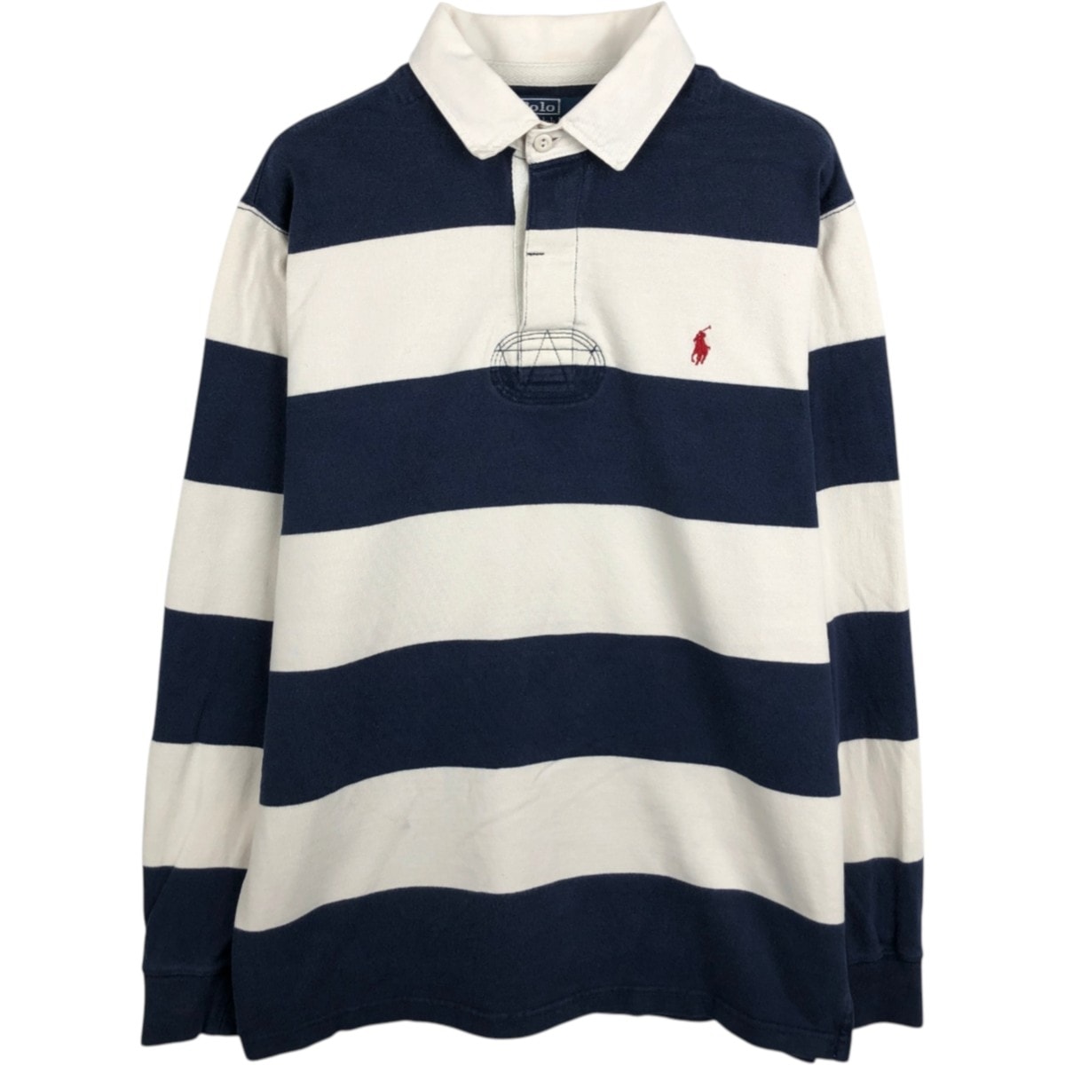 古着 ラルフローレン Ralph Lauren POLO by Ralph Lauren CUSTOM FIT ボーダー柄 長袖 ラガーシャツ メンズL相当/eaa668872