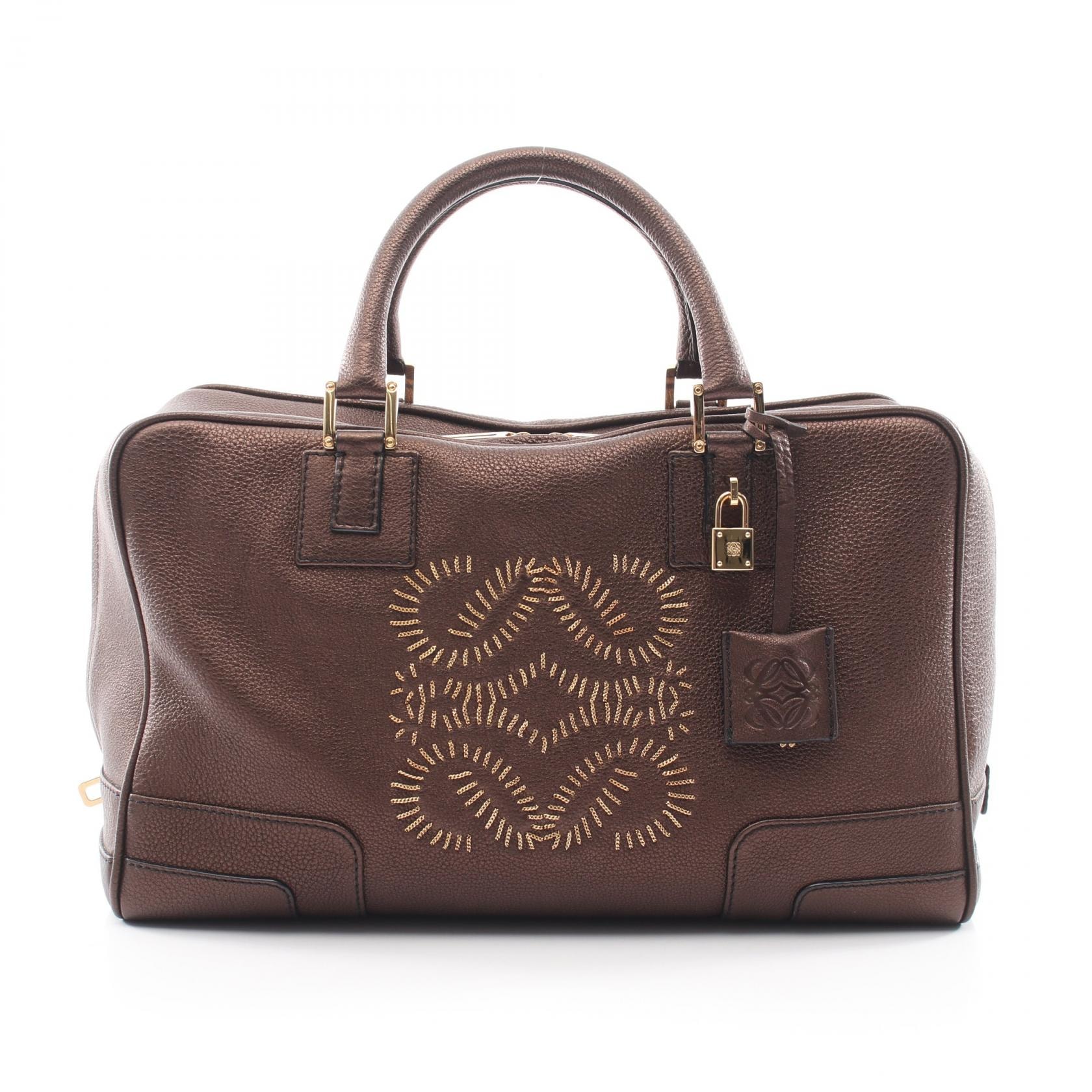 ロエベ LOEWE アマソナ36 ハンドバッグ バッグ レザー レディース ブラウン系 【中古】