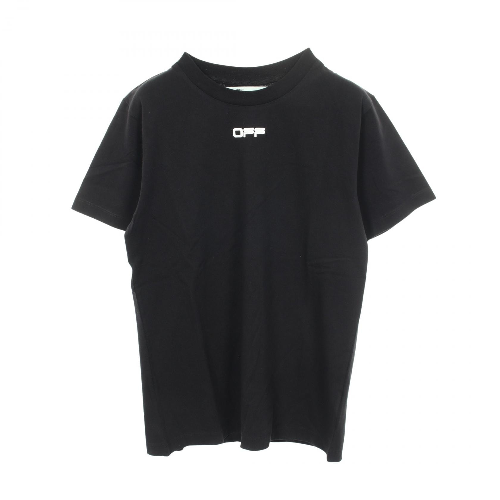 オフホワイト OFF-WHITE AIRPORT TAPE S/S SLIM TEE 半袖Tシャツ 衣料品 トップス コットン メンズ ブラック系 【中古】
