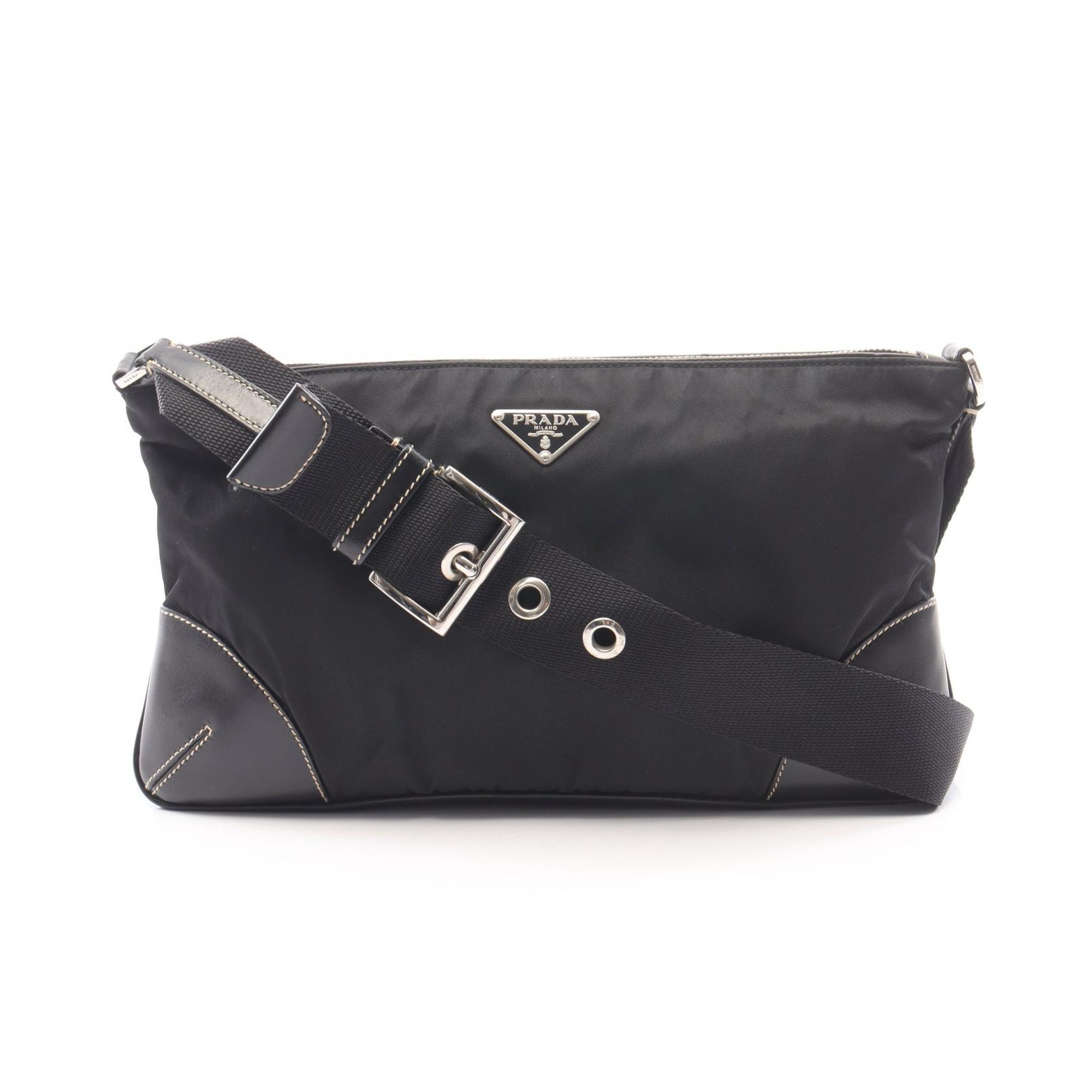 プラダ PRADA TESSUTO LIGHT ショルダーバッグ バッグ ナイロン レザー レディース ブラック系 BR1061 【中古】