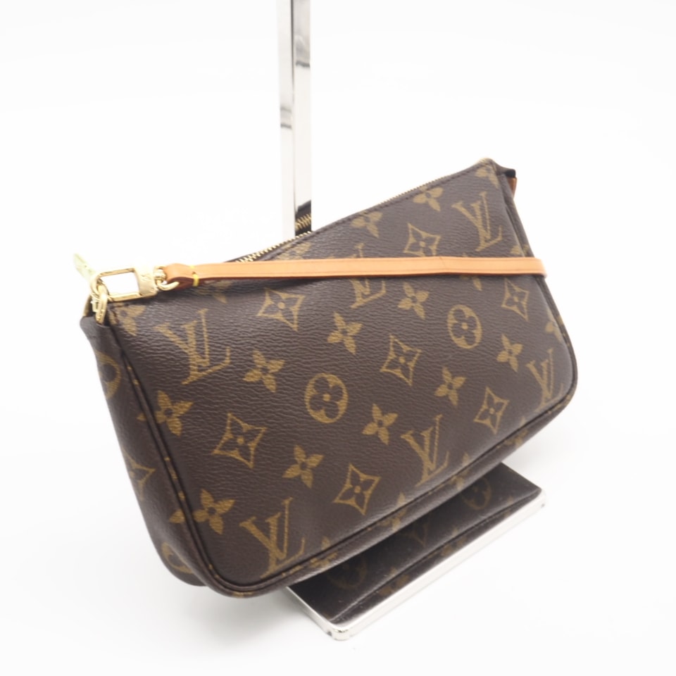 LOUIS VUITTON ルイ・ヴィトン モノグラム ポシェットアクセソワール M51980 ポーチ ブラウン コーティングキャンバス レザー レディース