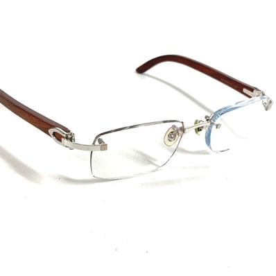 カルティエ CARTIER ロゴ 眼鏡 メガネ アイウェア めがね サングラス ウッド ブラウン
