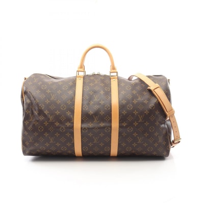 ルイ・ヴィトン LOUIS VUITTON キーポル バンドリエール55 モノグラム 2WAY ボストンバッグ バッグ PVCコーティングキャンバス レザー メンズ レディース ブラウン系 M41414 【中古】