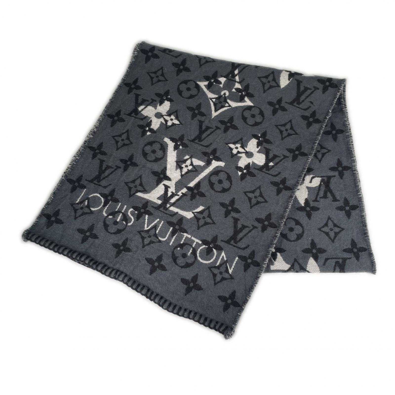 LOUIS VUITTON ルイ・ヴィトン エシャルプオールユーニード M76337 秋冬 AW マフラー ウール/シルク グレー レディース【中古】
