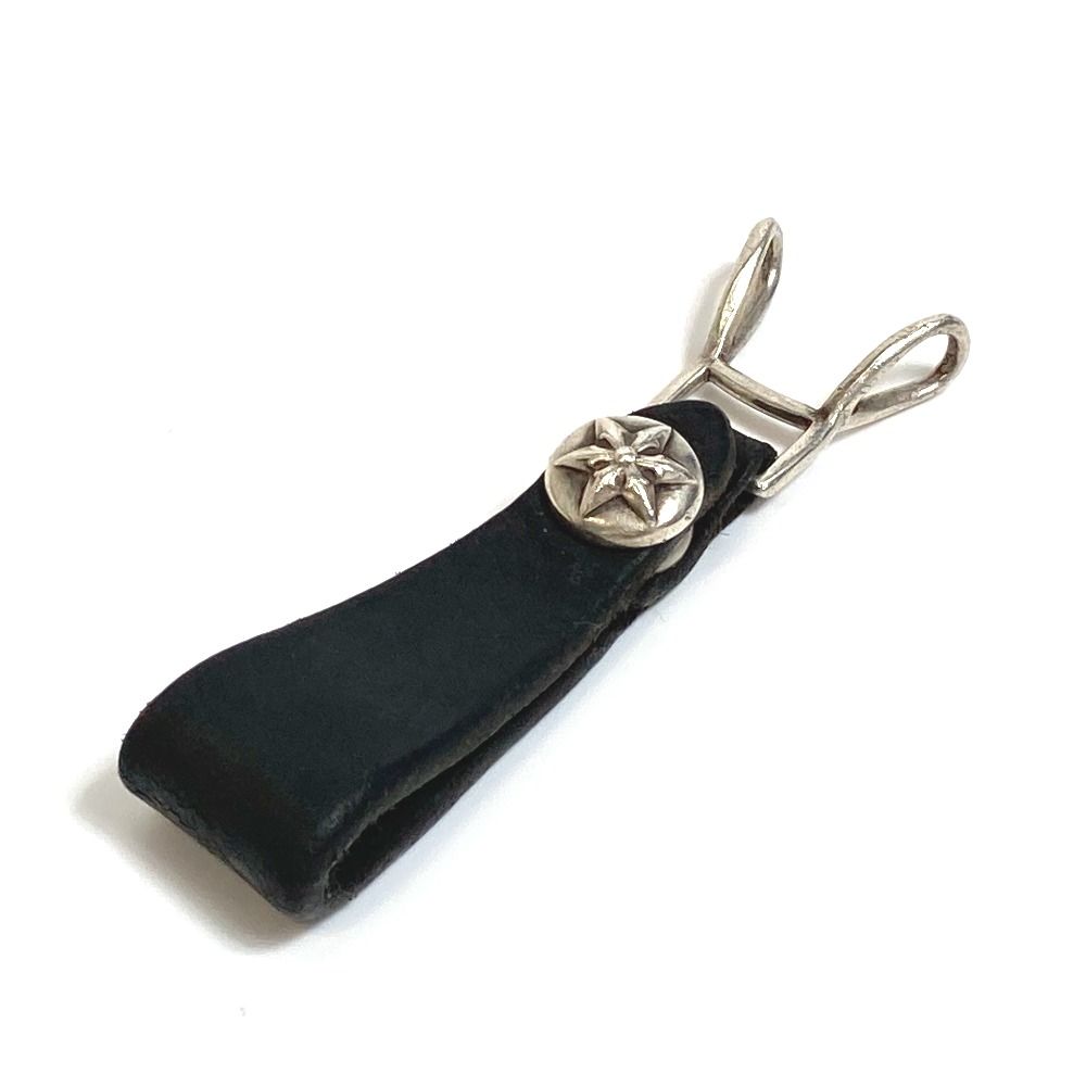 クロムハーツ スターボタン Dリング ベルトループ キーリング レザー ブラック