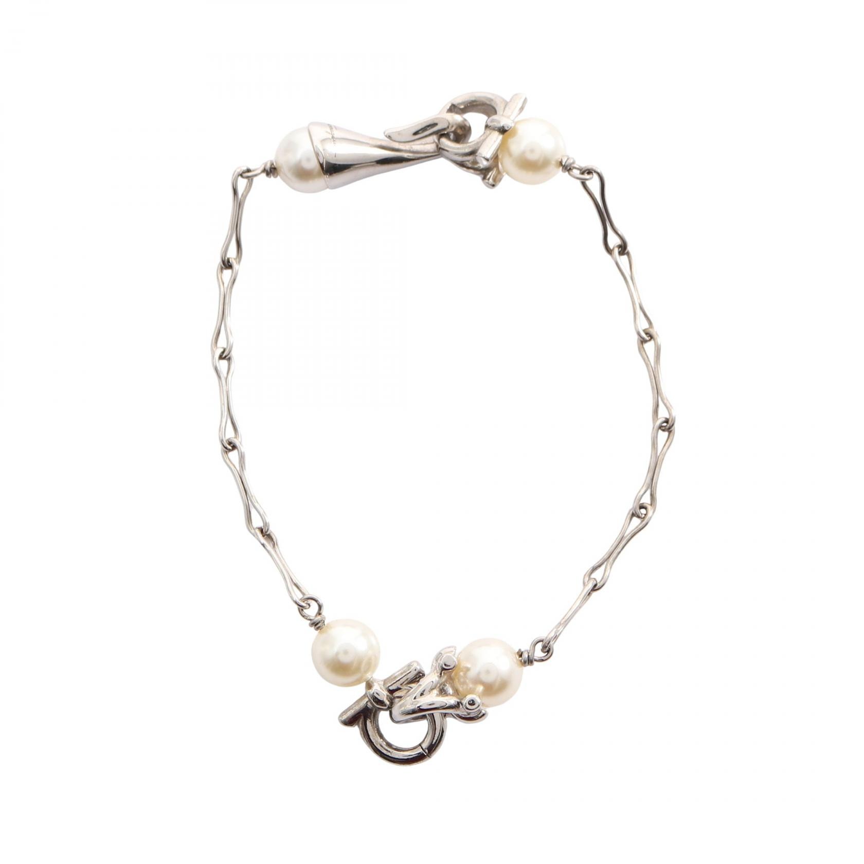 サルヴァトーレフェラガモ Salvatore Ferragamo ガンチーニ ブレスレット アクセサリー メタル フェイクパール レディース シルバー系 【中古】