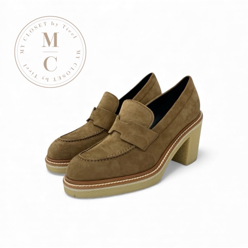 エルメス HERMES ディディ パンプス 靴 シューズ スエード ブラウン ローファー