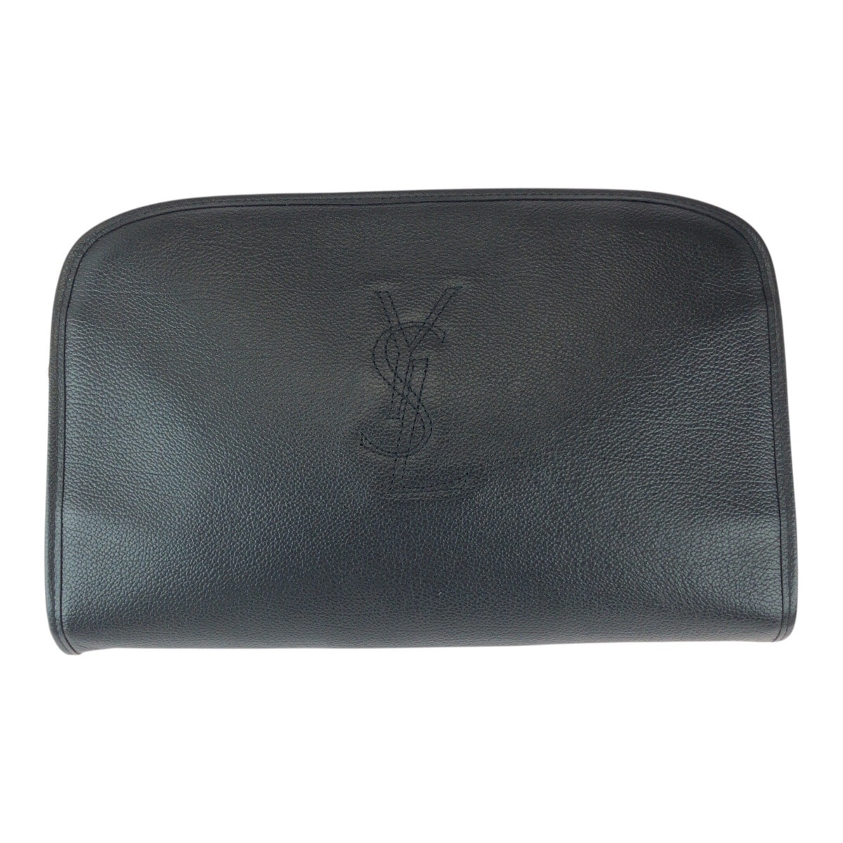 美品 YVES SAINT LAURENT イヴ サンローラン ヴィンテージ YSL ブラック 黒 ゴールド金具 レザー セカンドバッグ クラッチバッグ 600013 【中古】