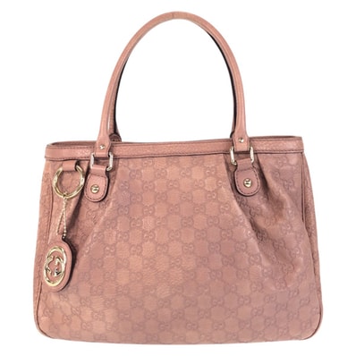 美品 GUCCI グッチ グッチシマ スーキー ピンクベージュ ゴールド金具 レザー トートバッグ ショルダーバッグ 600952 【中古】
