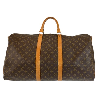 LOUIS VUITTON ルイヴィトン モノグラム キーポル55 ブラウン ゴールド金具 PVC レザー/ ボストンバッグ ハンドバッグ 601872 【中古】
