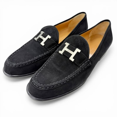 極美品 エルメス ローファー コンスタンス ブラック レディース 40