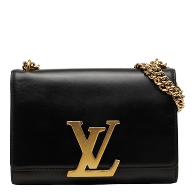 ルイ ヴィトン ポシェットルイーズMM チェーン ショルダーバッグ M51033 ノワール ブラック レザー レディース LOUIS VUITTON 【中古】