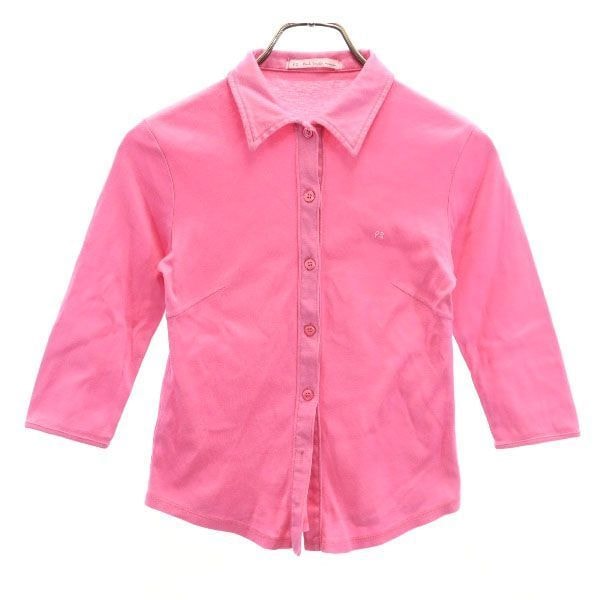 Paul Smith women ポールスミス ウィメン ワンポイントロゴ刺繍 7分袖 シャツ M ピンク カットソー