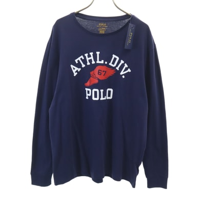 未使用 POLO RALPH LAUREN ポロラルフローレン プリント 長袖 Tシャツ L ネイビー ロンT タグ付き