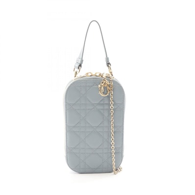 ディオール Dior LADY DIOR レディディオール フォンホルダー カナージュ 2WAY ハンドバッグ バッグ レザー レディース ブルー系 S0872ONMJ 【中古】