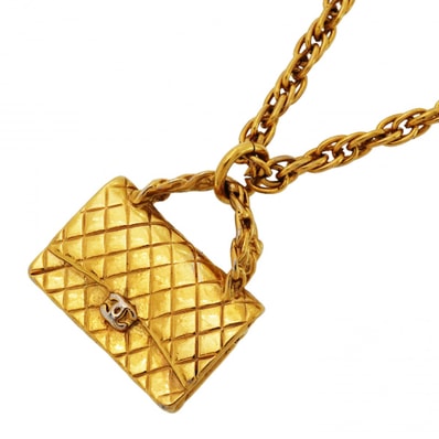 ★SALE【6jdb0064-k】シャネル ネックレス ヴィンテージ ココマーク マトラッセモチーフ GPメッキ ゴールド【中古】レディース