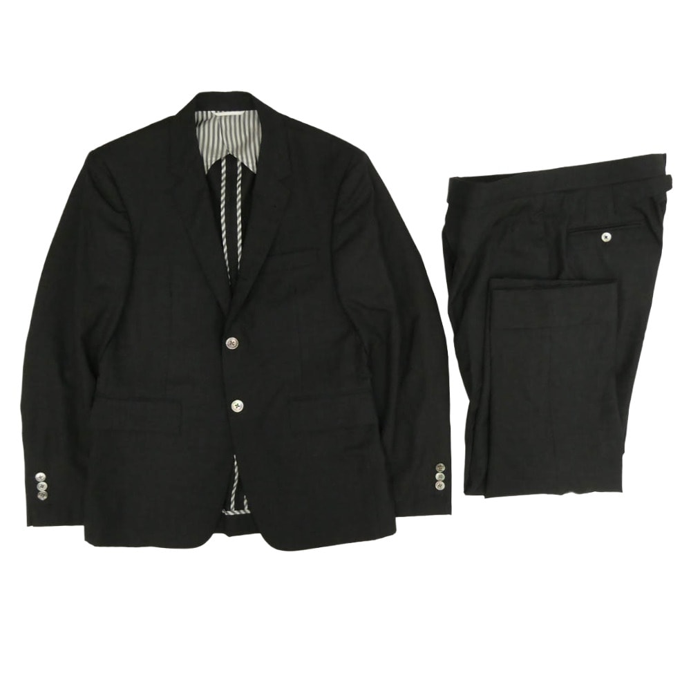 THOM BROWNE トムブラウン セットアップ MJC001AW4314 ウール2B段返り 3B テーラード ジャケット セットアップ スーツ ダークグレー系 1【中古】