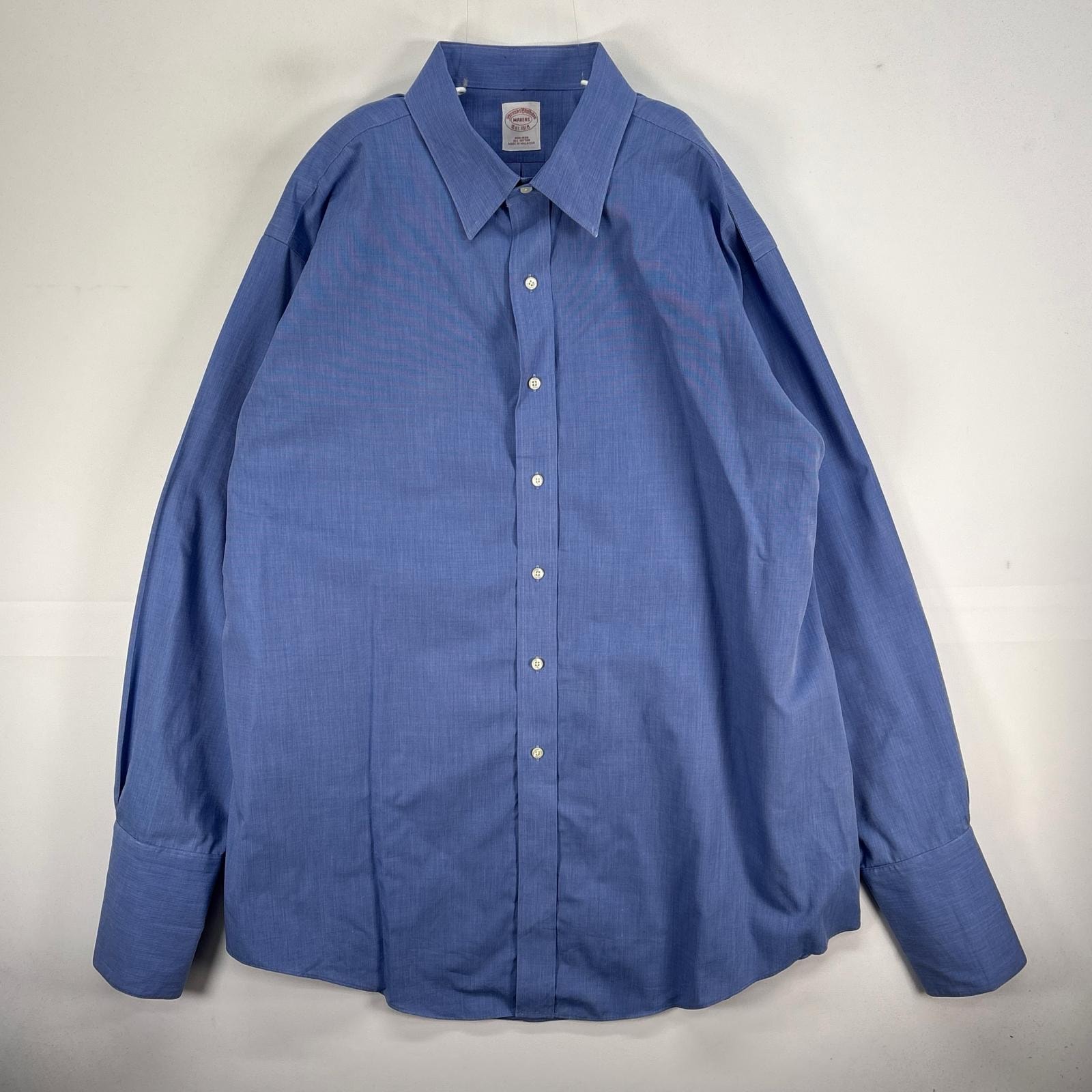 古着 ブルックスブラザーズ Brooks Brothers 長袖シャツ ドレスシャツ Makers カフス ブルー系 無地 メンズ