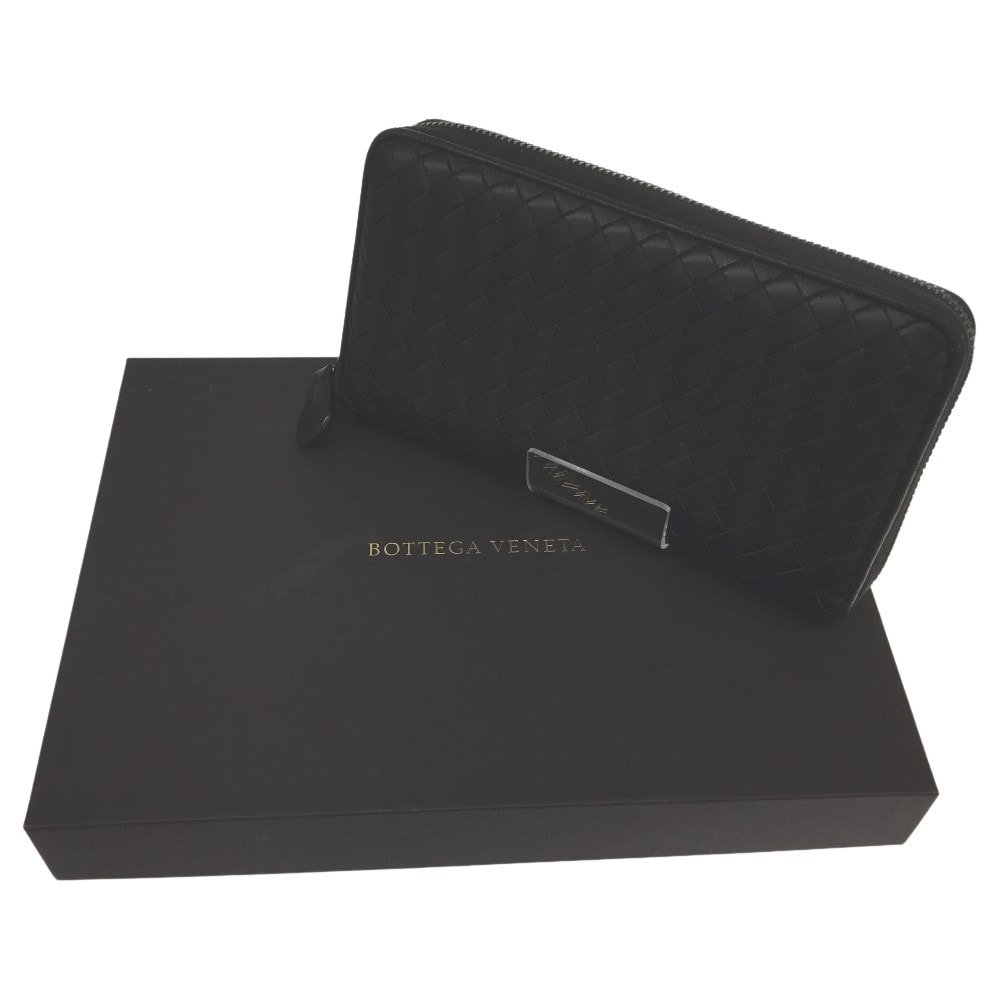 △△BOTTEGA VENETA ボッテガヴェネタ 長財布 ラウンドファスナー イントレチャート 275064 V001N 1000 ブラック