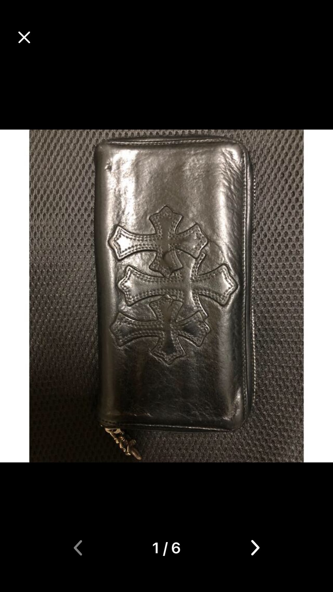 Chrome Hearts REC F Light Leather Zip Wallet / 3 Cemetary Cross "Black"