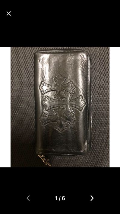 Chrome Hearts REC F Light Leather Zip Wallet / 3 Cemetary Cross "Black"
