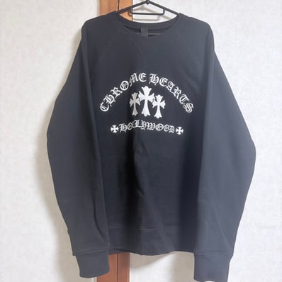 Chrome Hearts Sailin on Crew Triple Cross Logo Embroidery Sweat with Label "Black"